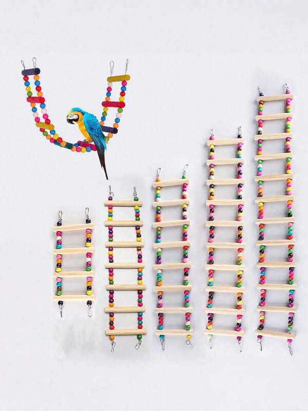 1 pezzo Scala colorata per arrampicata per pappagalli, disponibile in varie lunghezze, scala in legno flessibile, accessori educativi per uccelli, accessorio per gabbia uccelli, giocattolo per pappagalli (tutti i colori degli accessori assortiti casualmente)
