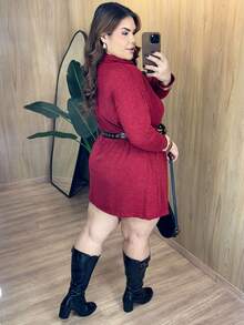 Women Plus Size Dress Warm Winter Large Size Elegant Party Sexy Casual Boho Cute Fabric Evening Home Holiday Daily - 紫紅色 - 查看 3