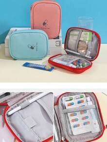 1pc Portable Travel First Aid Kit, Outdoor Emergency Medical Bag, Household Small Pill Case Storage Bag For Travel Storage Bag,Makeup Bag,Cosmetic Bag,Vacation Organizer,Large Capacity Makeup Organizer Makeup Case, For Lipstick, Brush, Skincare, Mobile Phone, Coin, Small Items, For Home,Gift,Vacation And Festival Halloween Christmas Multifunctional Use,Boho Vibes - Multicolor - View 8