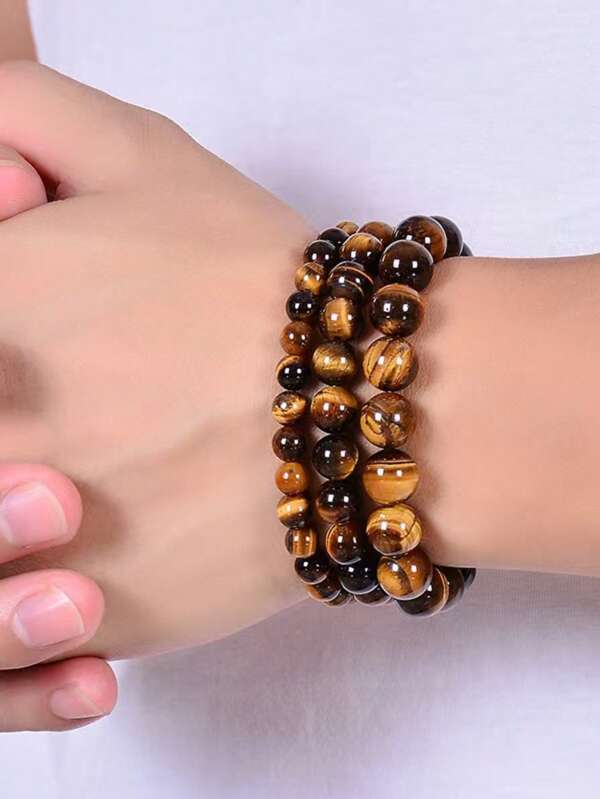 Pulseira de contas de olho de tigre natural, pulseira de pedra energética de ioga feita à mão, joia casual da moda, presente