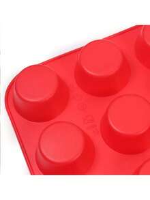 1pc Mini Silicone Muffin Baking Pan, 24-Cup Paper Cupcake Tray, Non-Stick Silicone Baking Mold, Suitable For Making Cupcakes And Mini Cakes - Red - View 4