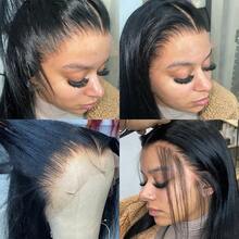 12英寸波波头假发，真人前额发丝，13x6高清透明蕾丝前额假发，带婴儿发，预先拔毛，无胶波波头假发，200%密度，短直波波头，28英寸长款混纺假发，女士款 - 自然色&黑色系 - 查看 11