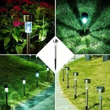 10-Piece Solar LED Lights, Outdoor Solar Stainless Steel Lights, IP44 Solar Landscape Decorative Lights,20mAh,Suitable For Courtyards, Lawns, Pathways, Decks, Driveways, Gardens, Festival Parties, And Courtyard Walkway Decoration - Ánh sáng trắng - Xem 4