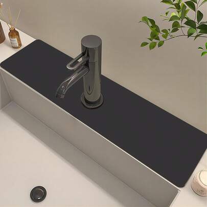 1 tấm lót hút chân không màu trơn cho vòi rửa, tấm lót thoát nước, dùng cho bồn rửa nhà bếp, phòng tắm, mặt bàn, tấm lót thoát nước, chậu rửa bằng silicon, có thể cắt tỉa và nhanh khô.