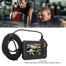 Brillo Ajustable Industrial HD 1920 x 1080P Digital Borescope Set, Endoscopio Industrial Impermeable Lente de 8mm Endoscopio Industrial Cámara de Inspección con Pantalla IPS de 4.3" y 8 LED para Mantenimiento de Automóviles inspección de tuberías de drenaje mantenimiento de equipos mecánicos - Imagen Giratoria: 180°, la pantalla soporta cambio de color blanco y negro - Negro - Ver 3