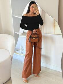 Winter Modal Blouse High Elasticity Elegant Off-The-Shoulder Blouse - White - View 3