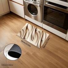 1pc Brown Striped Printed Anti-Fatigue Mat, Thick Design For Kitchen,Living Room, Porch, Balcony & Home Decor