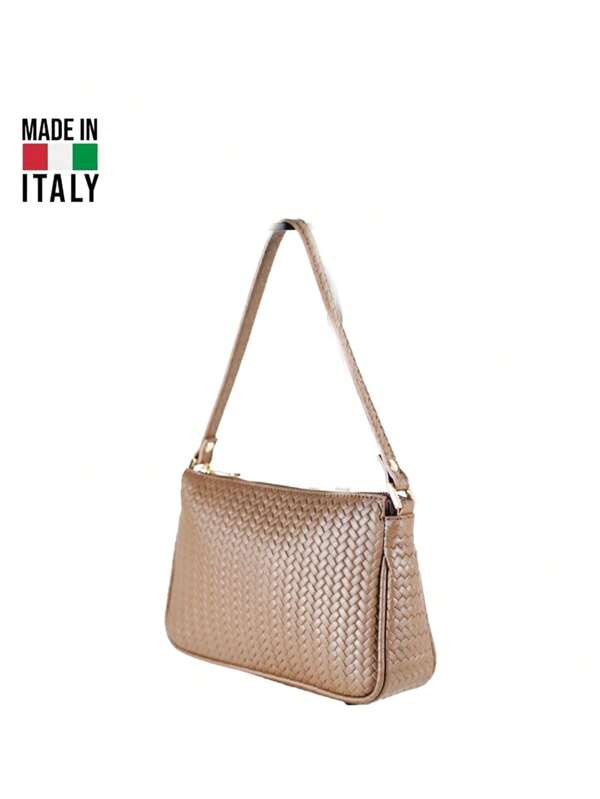 Bolso de mujer tipo baguette de piel genuina hecho en Italia, de piel de becerro suave estampada de alta calidad
