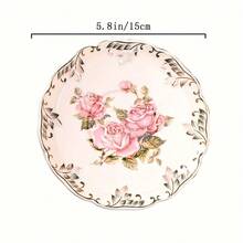 Élégant set de 4 assiettes à dessert en céramique blanc ivoire - design à bordure florale pour les collations, le beurre, les os et plus encore - parfait pour les fêtes, les mariages, le thé de l'après-midi et les restaurants - Multicolore - Voir 7