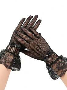 1pc Ladies Lace Gloves Elegant Short Lace Gloves Tea Party Gloves For Women Wedding Dinner Party