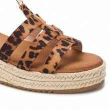 calcena 女式多带帆布厚底凉鞋，带踝扣 - 露趾夏季编织鞋底鞋 - 彩色 - 查看 2