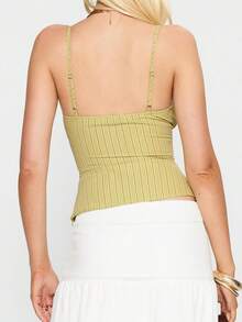 Y2K Spaghetti Strap Tank Top For Women Striped V Neck Camisole Tops Teen Girls Cute Summer Going Out Tops - 綠色 - 查看 6