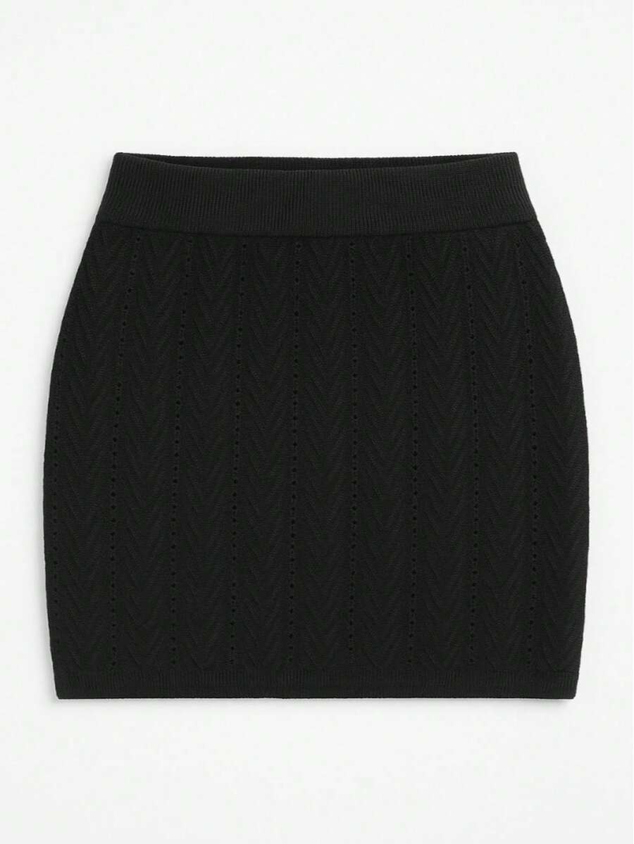 FALDA CORTA CON LICRA Liso Casual Playa - Negro - Ver 1