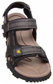 CAMEL CROWN صنادل رياضية خارجية للرجال، صنادل تنزه وتخييم خفيفة الوزن من الجلد، صنادل صيفية خارجية للرجال، أحذية مقاومة للماء - أسود/رمادي - مشاهدة 1