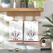 2pcs Patriotic Kitchen Towels Hand Towel- 15.7x23.6" American Flag & Stars Design, Red White Blue, Durable Polyester, Perfect For Home Decor & Holiday Gifts,Super Towels, - Multicolor - View 9