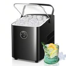 Ice Maker Machine Countertop, 14KG In 24H, Ice Ready In 5 Mins, 2 Bullet Ice Sizes, Self-Cleaning Portable Ice Cube Maker With Handle, Ice Scoop & Basket, Home/Kitchen/Office/Bar - UK Plug(220-240V) - View 3