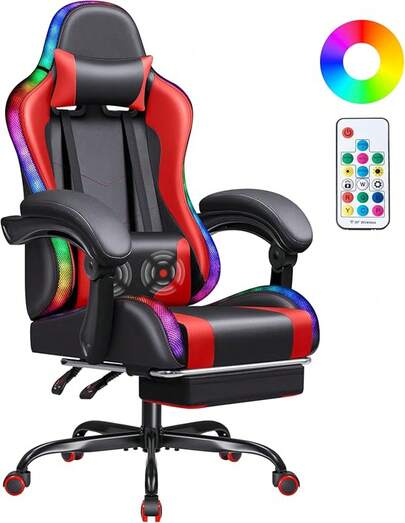 Homall Gaming Chair, Video Game Chair With Footrest And Massage Lumbar Support, Ergonomic Computer Chair Height Adjustable With Swivel And Headrest (White)-EFP