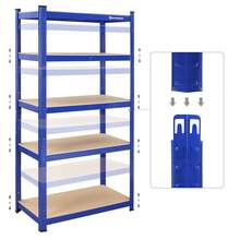40 x 90 x 180 cm, Robusto Scaffale in Metallo a 5 Ripiani Senza Bullone, in Acciaio Verniciato a Polvere, per Carichi Pesanti, Regge fino a 875 kg, Blu - Blu - Visualizzare 4