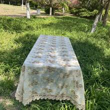 1 件蕾丝刺绣桌布，现代乡村奢华涤纶矩形桌布，家庭厨房咖啡厅野餐婚礼节日装饰