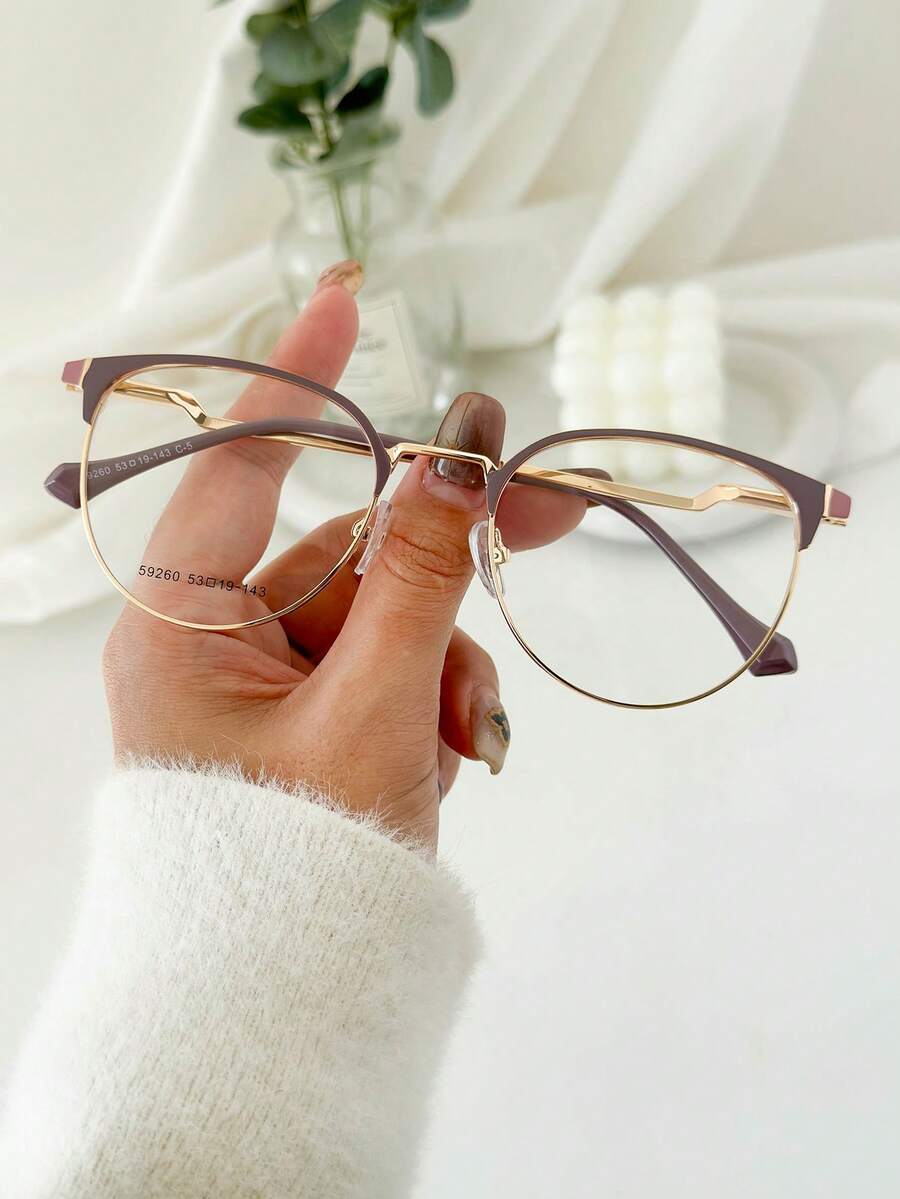 MELINDA MODA Women's Metal Fashion Eyeglasses Frame - roxo e rosa - 查看 1