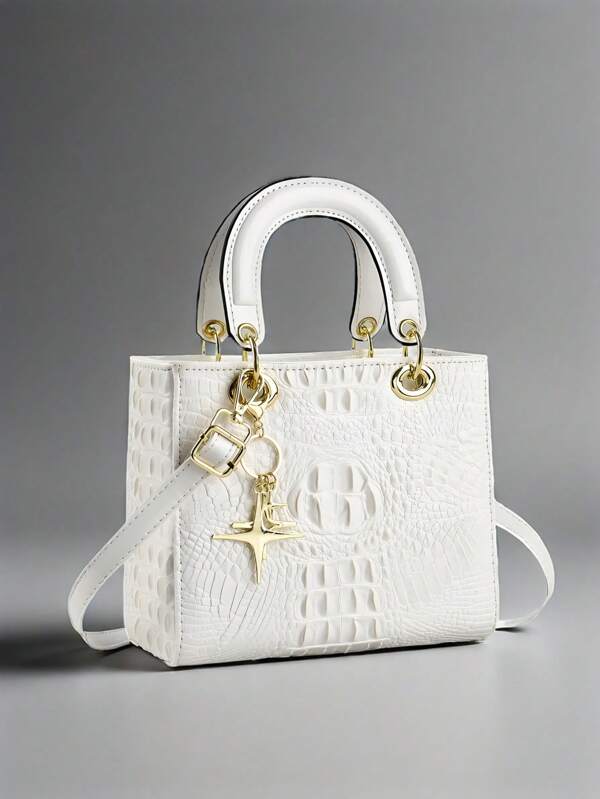 Exclusive Premium Lady Diana Bag 2025 Fashion New Model Crocodile Pattern Handbag, Shoulder Bag, Suitable For Business, Casual, Shopping, Ideal For Elegant Women Pursuing Unique Style, Applicable For Any Occasion, School, Christmas Gift, Party, Travel