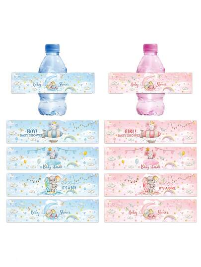 24 件性别揭秘派对水瓶标签贴纸装饰、性别揭秘装饰、毕业派对用品、婚礼花童篮、迎婴派对装饰、派对礼品、生日装饰、返校节、情人节、父亲节、毕业典礼