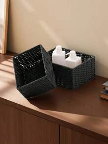 1pc/3pcs Storage Baskets, Entrance Table Desktop Organizer Box For Snacks, Cosmetics, Home Vintage Woven Baskets