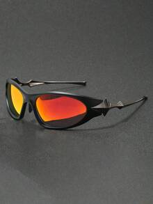 1 par de óculos masculinos futuristas, distópicos, Y2K, com design de explosão estelar, versáteis para uso casual, ao ar livre, na rua, em festas e festivais.