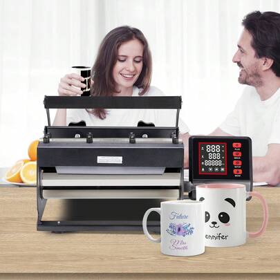 Tumbler Heat Press Machine, 11-30oz Mug Press, Heat Up Fast And Even, Tumbler Press With Sublimation Paper, Tape And Gloves, Temp And Time Setting, For Sublimation Tumblers, Cups, Mugs, Black