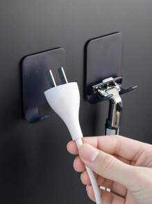 2pcs Plastic Manual Razor Holder Hooks, Self-Adhesive No Drill Stronghold Razor, Clothes, Umbrella Organizer Back To School