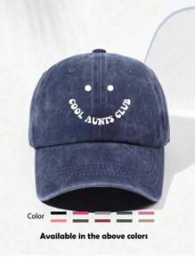 1 Pc Unisex "Cool Aunts Club" Printed Distressed Baseball Cap, Suitable For Daily Use, Outdoor Activities, Father's Day, Mother's Day Gift
