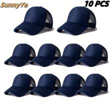 10 PCS  Unisex Sublimation Blank Mesh Baseball Cap Polyester Mesh Trucker Hat Bulk - 10 PCS - View 1