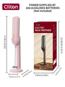 CLITON 电池式奶泡器（不含电池） - 适用于咖啡、拿铁、热巧克力，3 种款式（单头/经典塑料/升级不锈钢），6 种颜色（黑/白/粉/绿/红/蓝） - 圣诞节、圣尼古拉斯节、情人节、新年、乔迁、复活节的完美礼物 - 彩色 - 查看 27