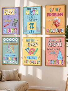 1pc Math Wall Art Prints Mathematical Elements Canvas Wall Art Geometric Math Posters For Classroom Inspiration Saying Math Art Poster For Middle School Classroom Study Room Decor Unframed