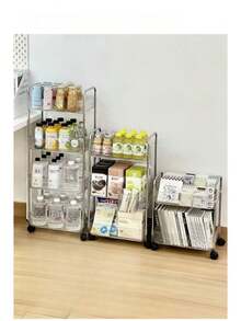 透明紧凑型滚动推车，多层移动储物架，适用于浴室、床边、零食、卧室、化妆品 - 彩色 - 查看 4