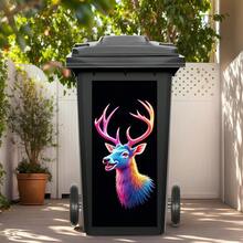 1pc Neon Animal Trash Can Stickers, Waterproof Vinyl Decals, Bull, Flamingo, Lion For Outdoor Bins, Garage & Street Decor | Punk Cyber Style - Multicolor - View 9