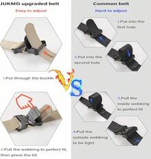 JUKMO Tactical Belt, Hiking Rigger 1.5 Nylon Web Work Belt With Heavy Duty Quick Release - 郊狼 - 查看 3