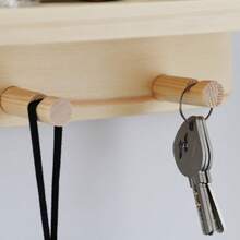 1 件壁挂式衣帽架，带搁板，PE 藤条壁挂式衣帽架，带 4 个挂钩的木质衣架，藤条钥匙扣，适用于玄关、门厅、走廊、办公室的墙壁收纳架 - 彩色 - 查看 4