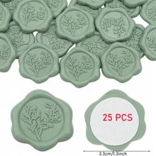 CYFUN DESIGN 20/25 PCS Eucalyptus Pattern Real Wax Sealing Stickers Self-Adhesive Wedding Invitation Envelope Seal Stickers For Decorating Wedding Invitations, Gifts,Back To School,School Supplies