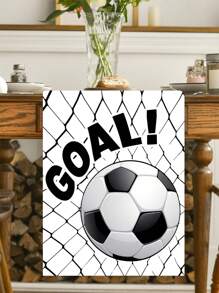 1 Stück Fußball Tischläufer, 13.78x70.87inch Polyester Schwarz & Weiß Fußball Tischläufer, Spiel Sport Thema Tischdekoration, perfekt für Baby-Duschen, Sportveranstaltungen, Geburtstagspartys, Sport Party Dekoration