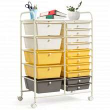 15-Drawer Rolling Storage Cart Mobile Cart With Colorful Drawers & Metal Frame - Màu vàng - Xem 10