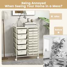 15-Drawer Rolling Storage Cart Mobile Cart With Colorful Drawers & Metal Frame - trắng - Xem 9
