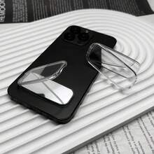 1 件透明亚克力椭圆形镜面手机支架，粘性化妆镜支架，通用智能手机外壳材料支架