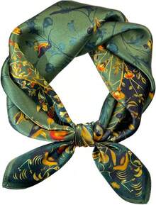 ANDANTINO% Silk Square Scarf Hair-25.6 X25.6'' Women Men Natural Silk Neckerchief Digital Printed Headscarf - 馬橙 - 查看 8