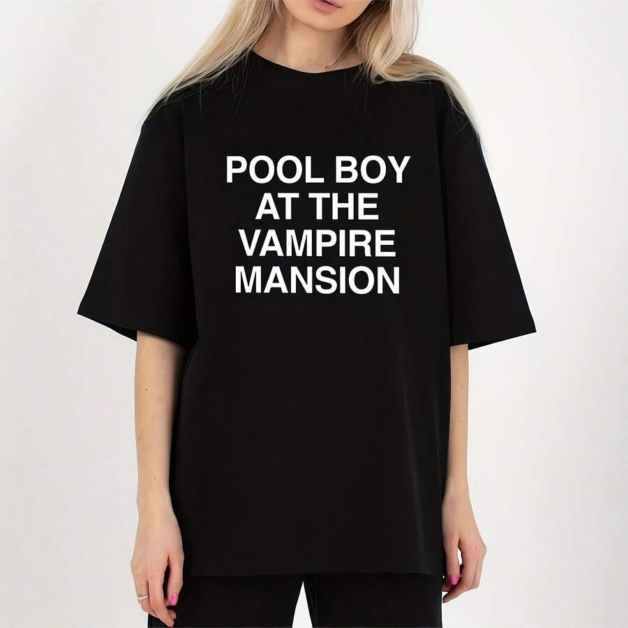 Chico de la piscina en la mansión de los vampiros, Mcr Gerard Way, Fans de Gerard Way, Camiseta de algodón de 220g Uni T-camiseta - Sensación de abrazo, se lleva como un clásico - Perfecta para fotos familiares, eventos de equipo, impresión DIY o relajarse - Regálala por cumpleaños, Día del Padre, Día de la Madre o simplemente porque sí. - Negro - Ver 1