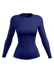KIT 4 Women's Second Skin Shirt UV+50 Sun Protection Long Thermal T-Shirt Winter And Summer Fashion GJR Modas - 藏蓝色 - 查看 2