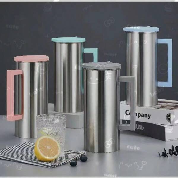 1.8L Large Capacity Anti-Spill Stainless Steel Water Bottle, Cold & Hot Dual Use, Suitable For Outdoor, Office And Home
