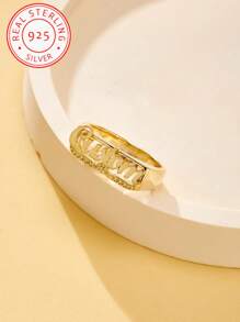 A 925 Silver Delicate And Elegant, Customized English Name Personalized Simple Model Ring, Is A Christmas, Memorial Day, Valentine's Day, Thanksgiving Day Women's Jewelry, A Gift With A Wonderful Commemorative Significance,Glow & Grace