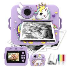 Instant Camera With Rechargeable Battery, Large Capacity 1200mAh, 1080P High-Definition Video, Dual Cameras (Front And Rear), Compact And Portable Design, Suitable For Travel, Family Photos And Outdoor Activities - Green/Pink/Purple, Portable Camera - XX-multicolor - View 2