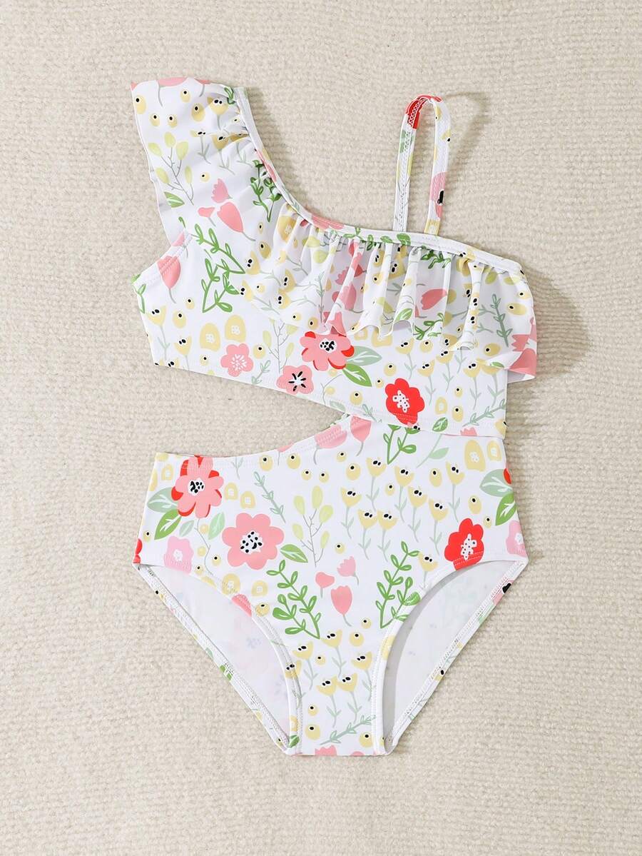 Cute Fairy Design One-Piece Swimsuit For Toddlers - Multicolor - View 1